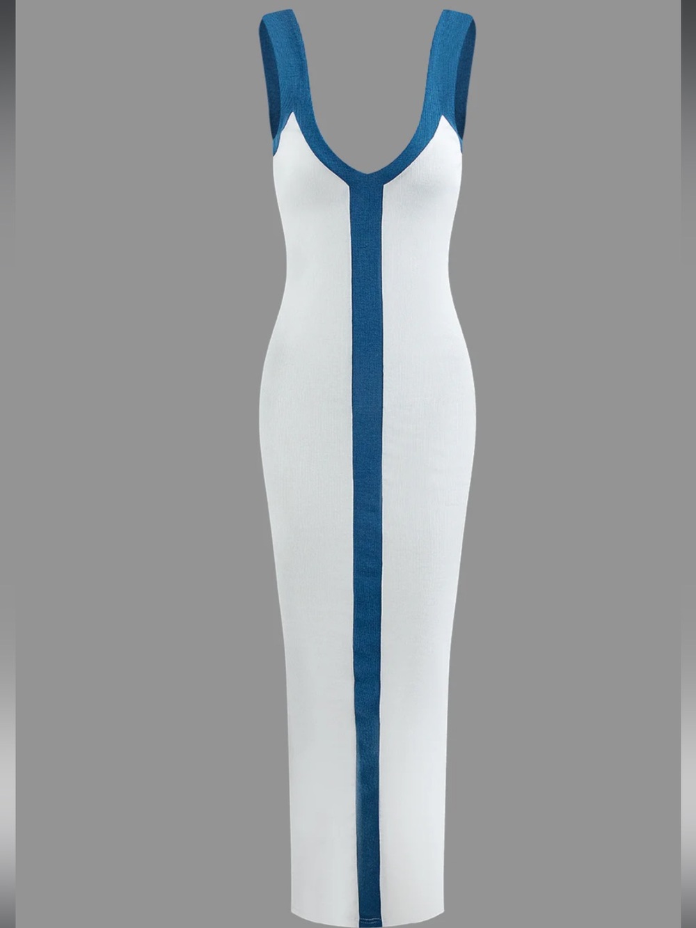 ColorLock V-collier côtelé Split Maxi Robe